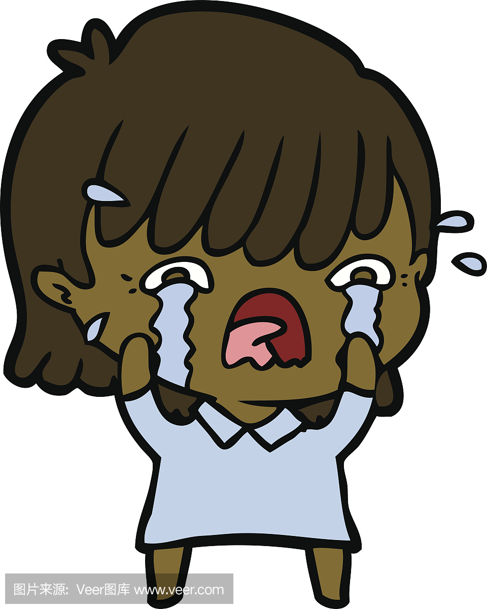 水泡女生在哭下面长上火女孩卡通图片