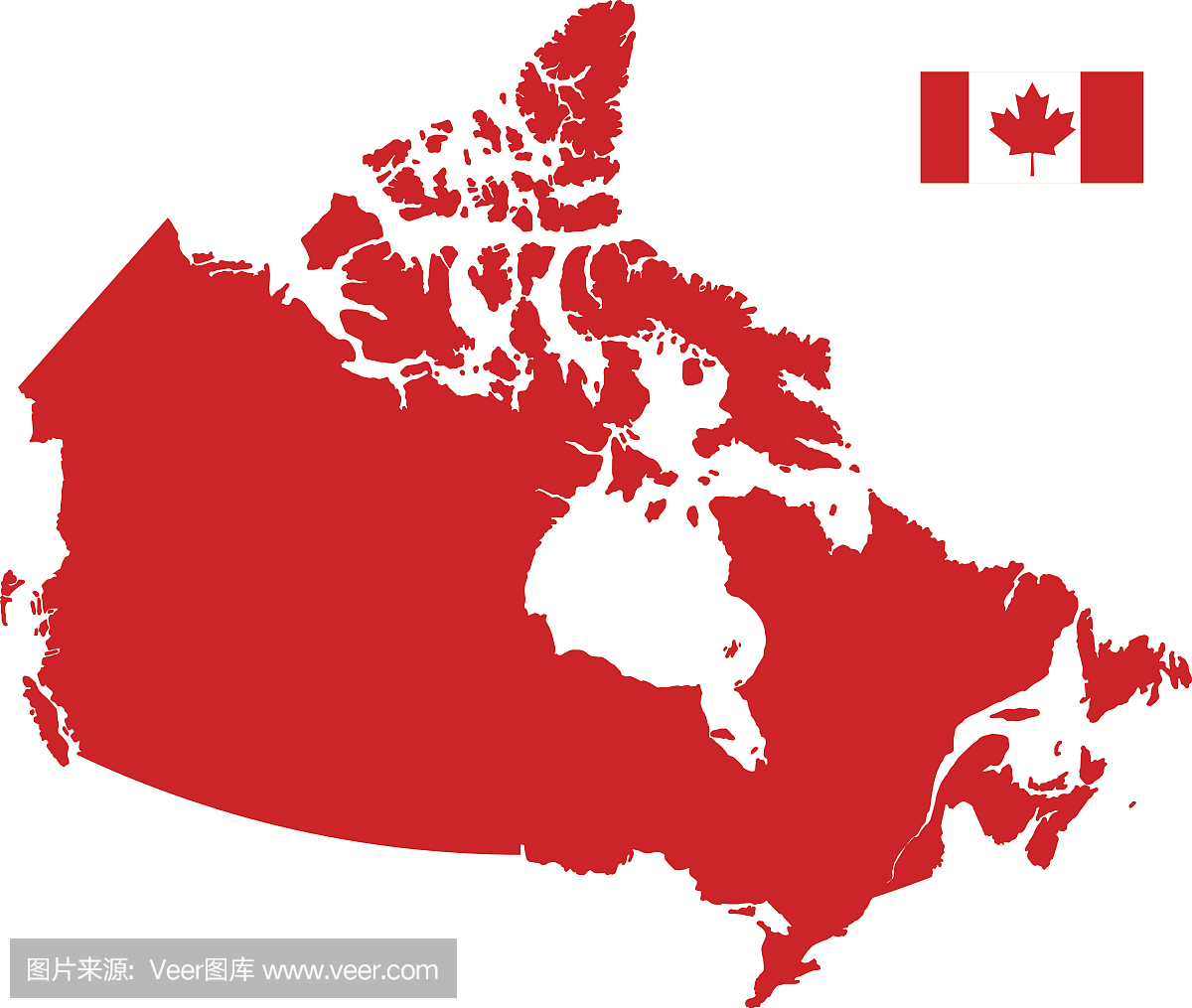 加拿大与国旗的地图剪影