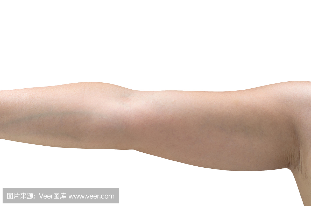 手臂与白色背景上的一点点脂肪