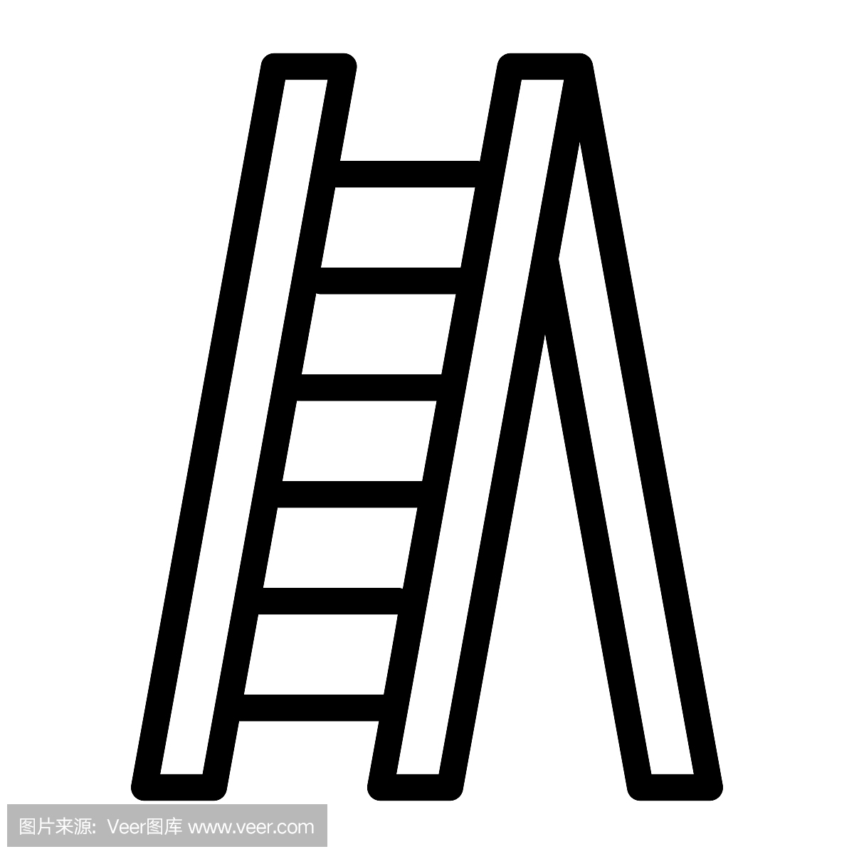 梯子简单的矢量图标。梯子的黑白例证。大纲线