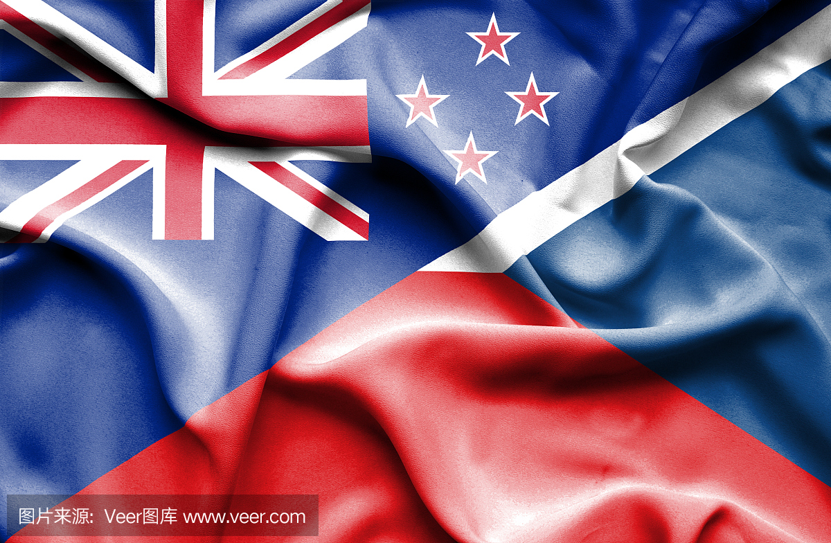 挥舞旗帜捷克共和国和新西兰