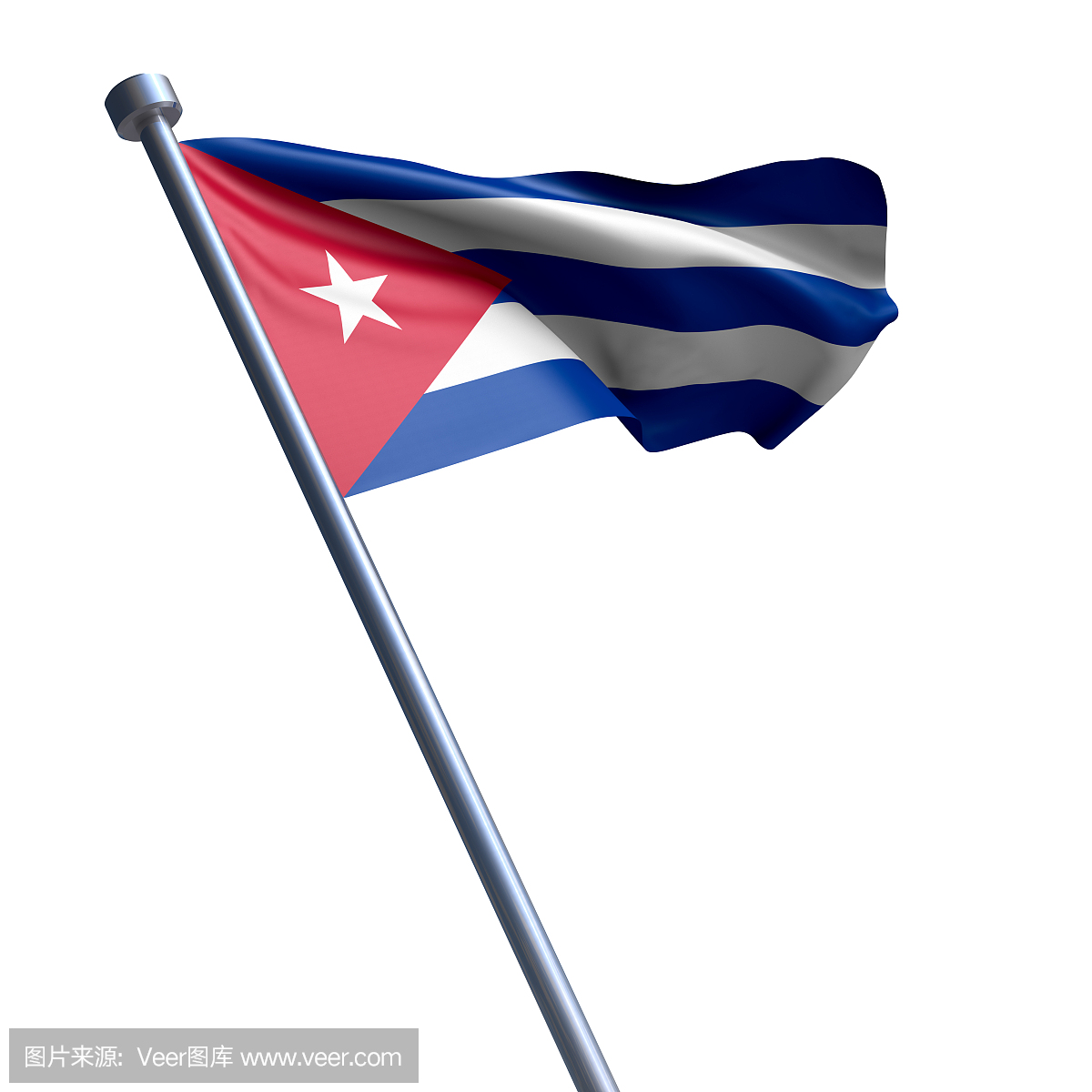 古巴国旗被隔绝在白色