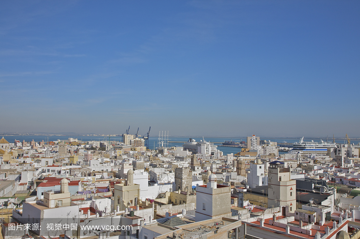 屋顶的鸟瞰图,从Torre Tavira,也被称为雷克诺宫