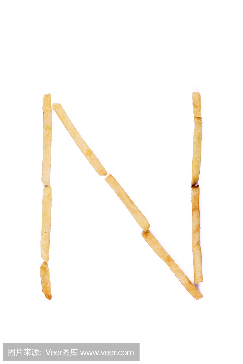 速食炸薯条,炸薯片,英文字母N,英语字母N