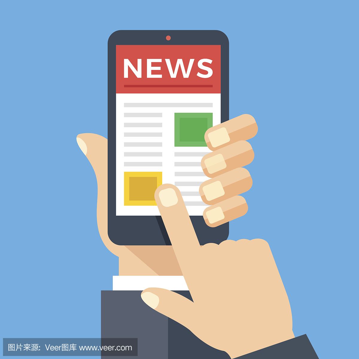 智能手机屏幕上的移动新闻应用新闻阅读器,最
