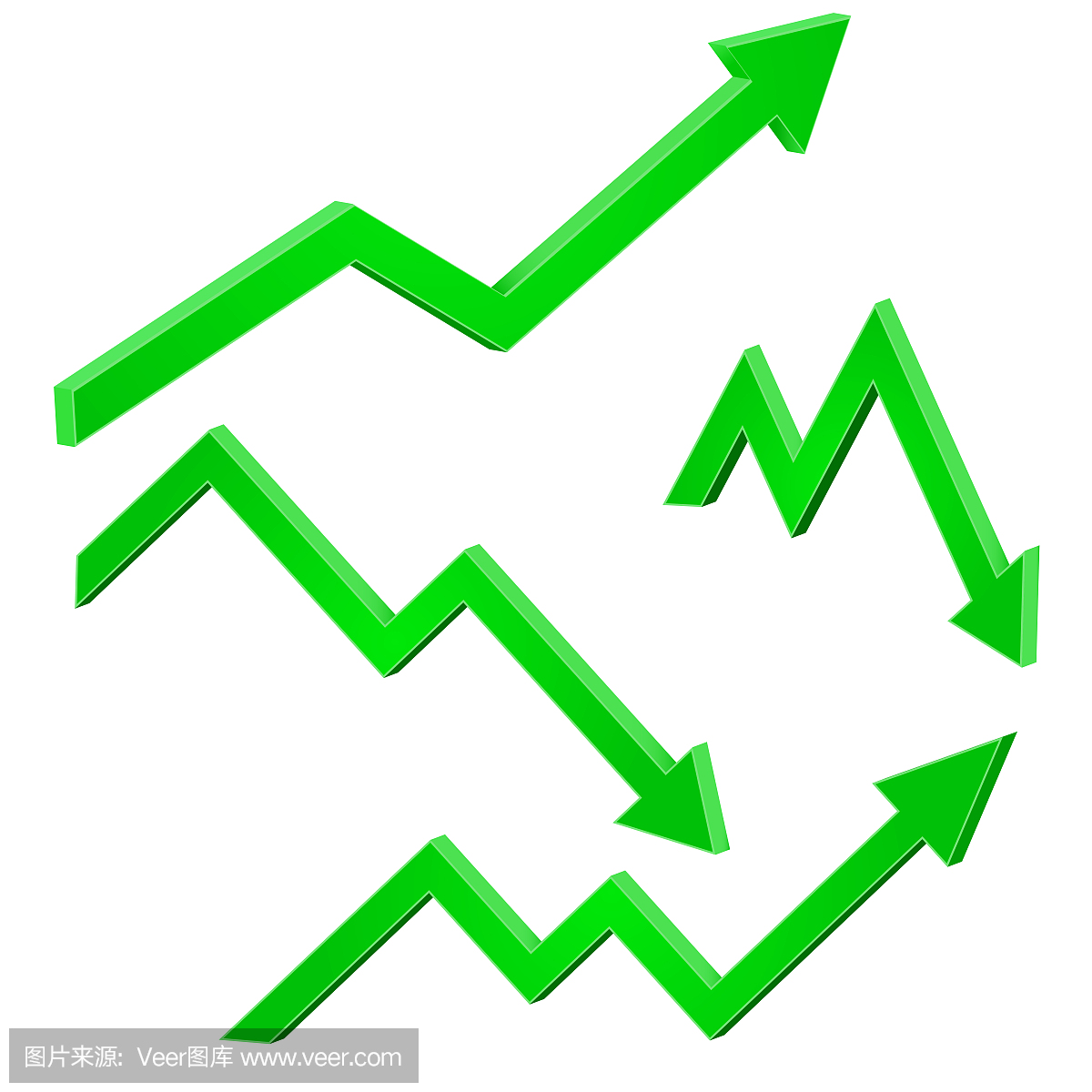 绿色财务上下移动箭头.上升和下降的趋势