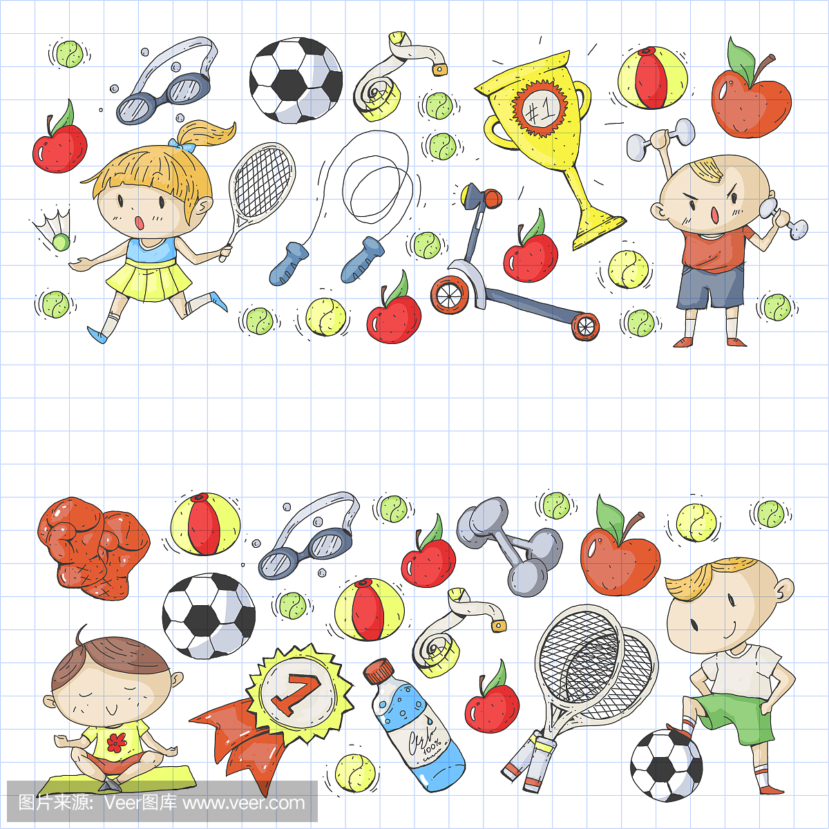 儿童运动。孩子们画画。幼儿园,学校,学院,幼儿