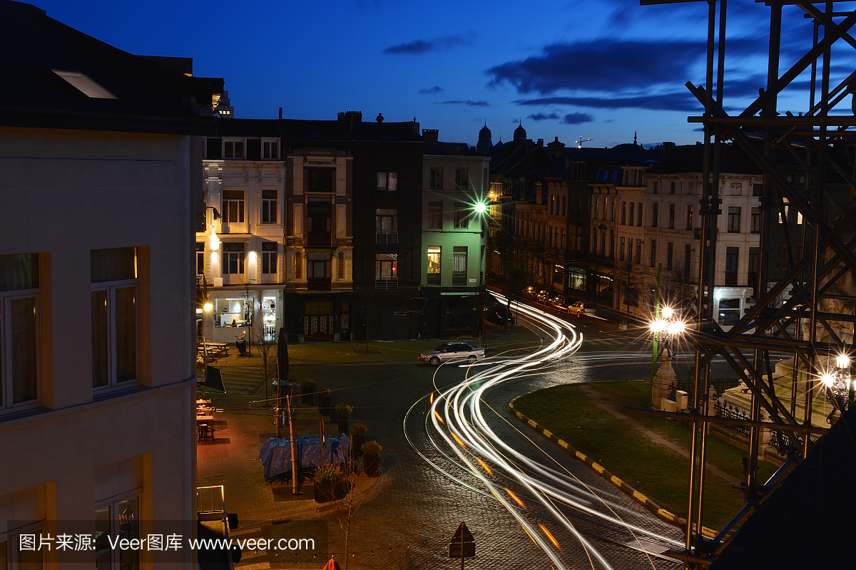 在安特卫普市拍摄的长时间曝光