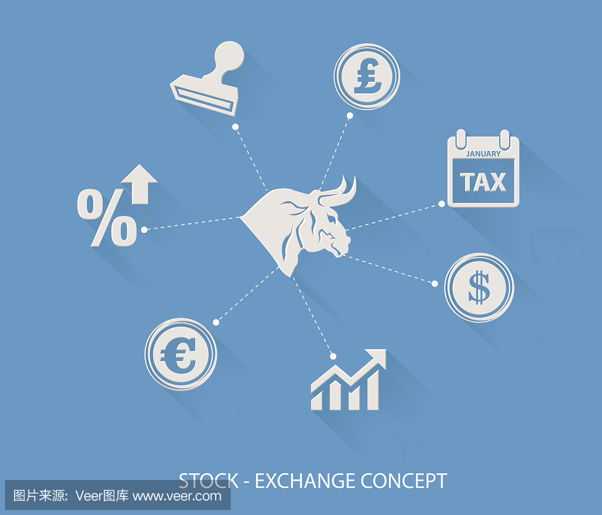 金融和证券交易所概念,空白为文本,蓝色版本