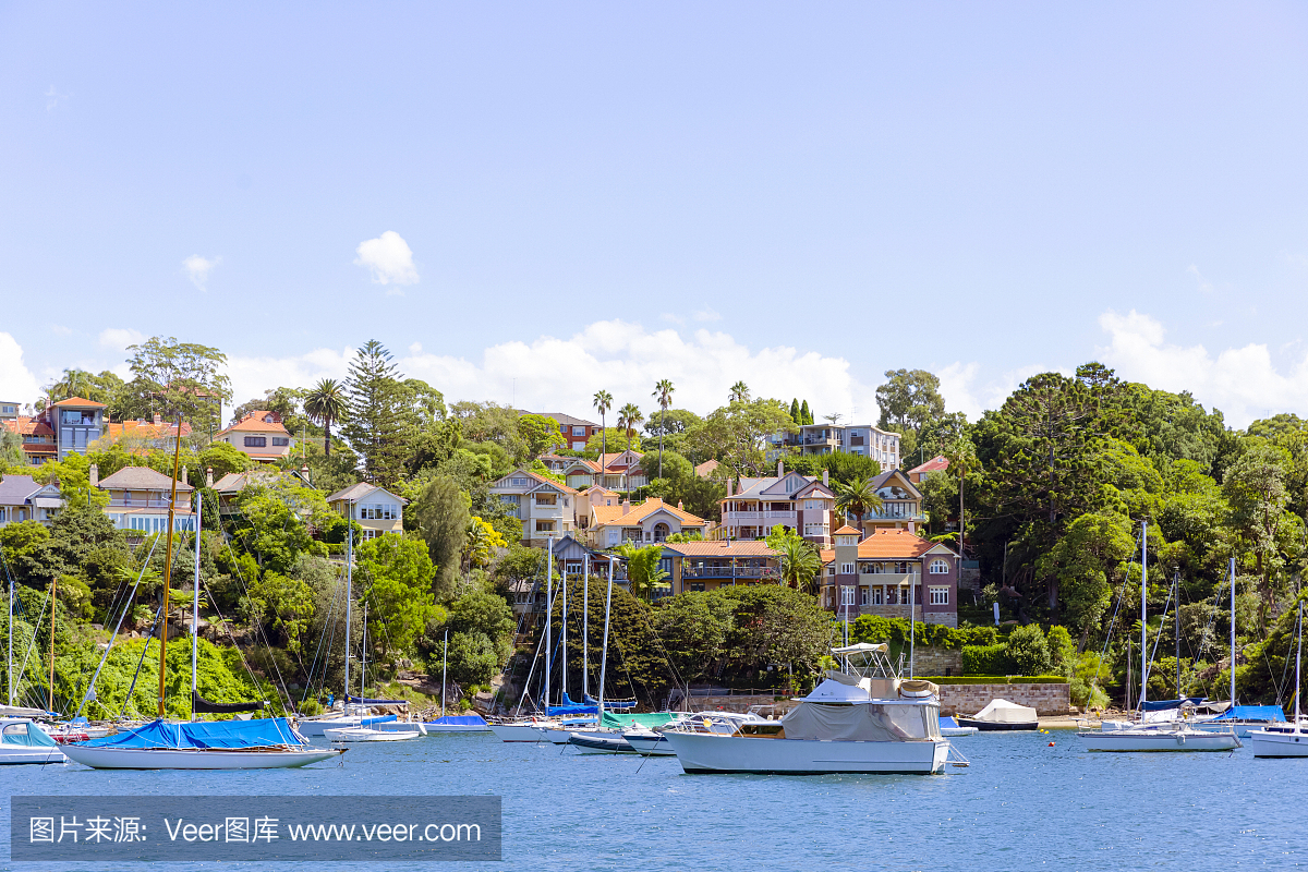 美丽的沿海城镇Mosman,悉尼澳大利亚郊区,复