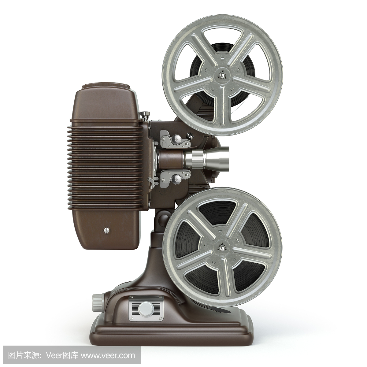 在白色隔离的复古电影电影放映机。