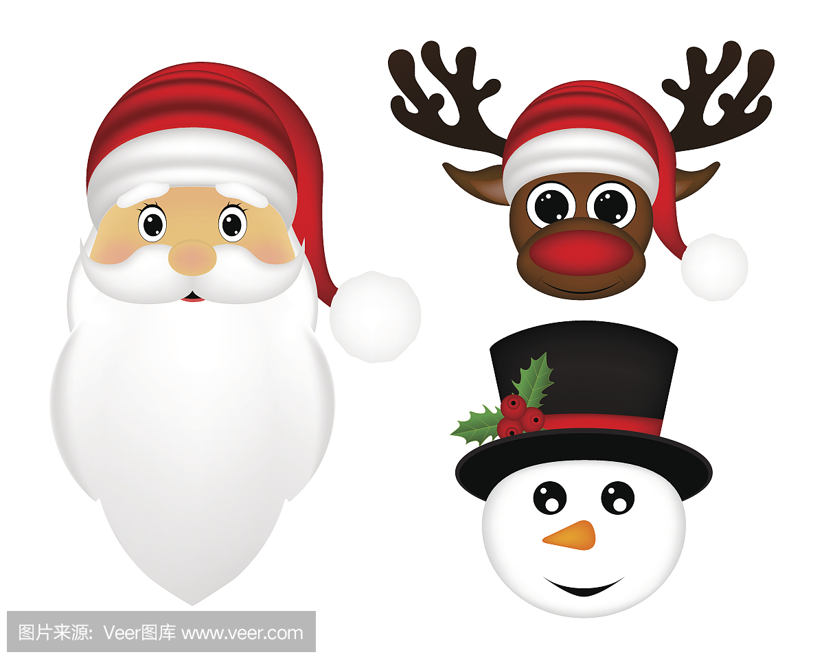 圣诞老人,驯鹿和雪人