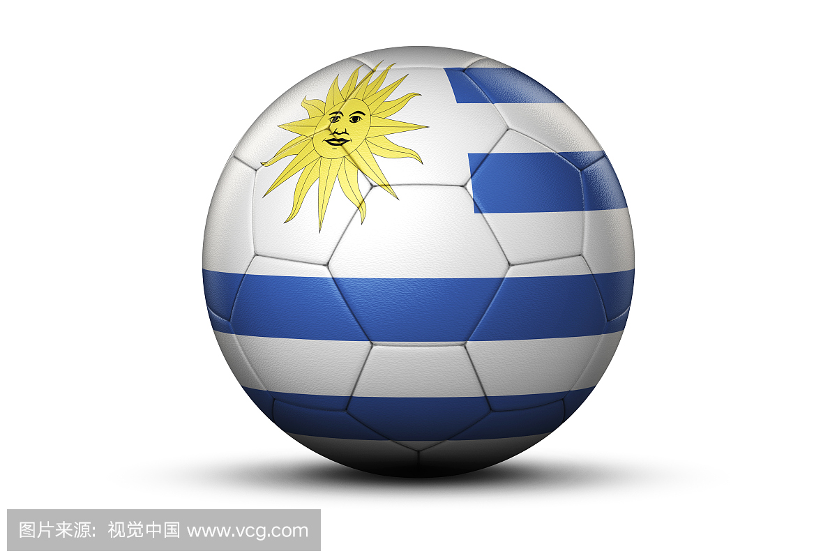 乌拉圭国旗在足球上