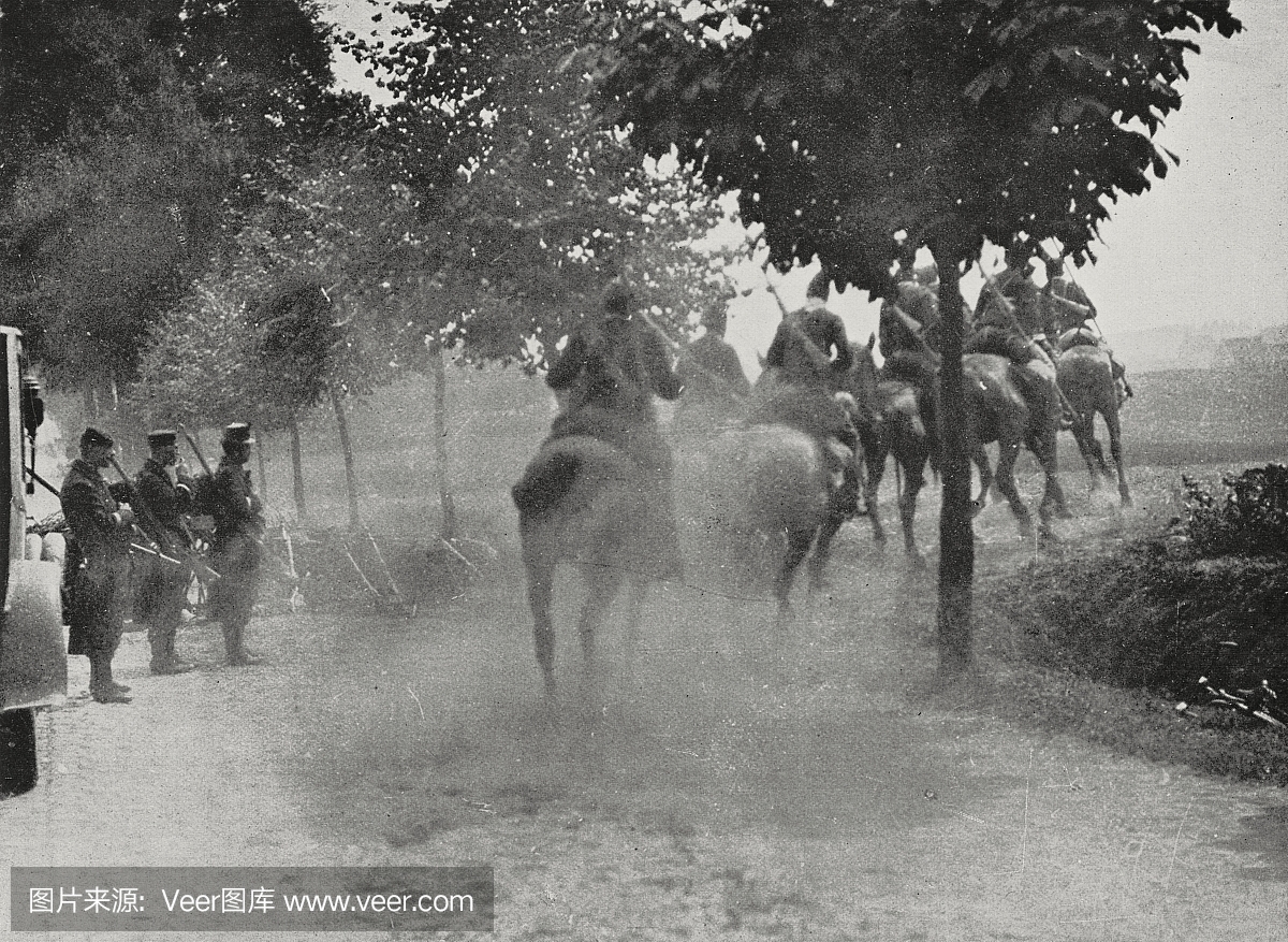 比利时士兵在第一次世界大战期间被德国人入侵