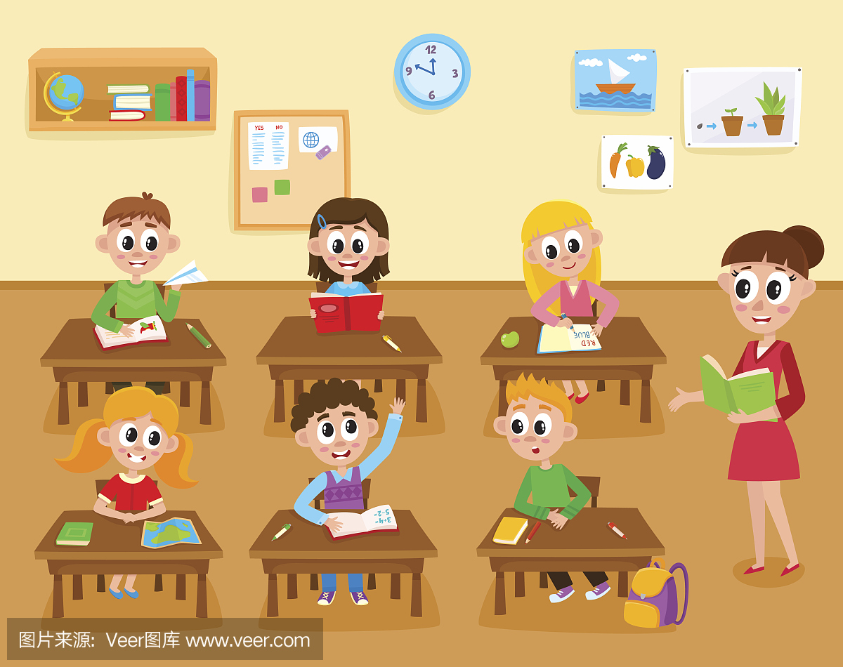 lementary, primary school, kids and teacher in classroom