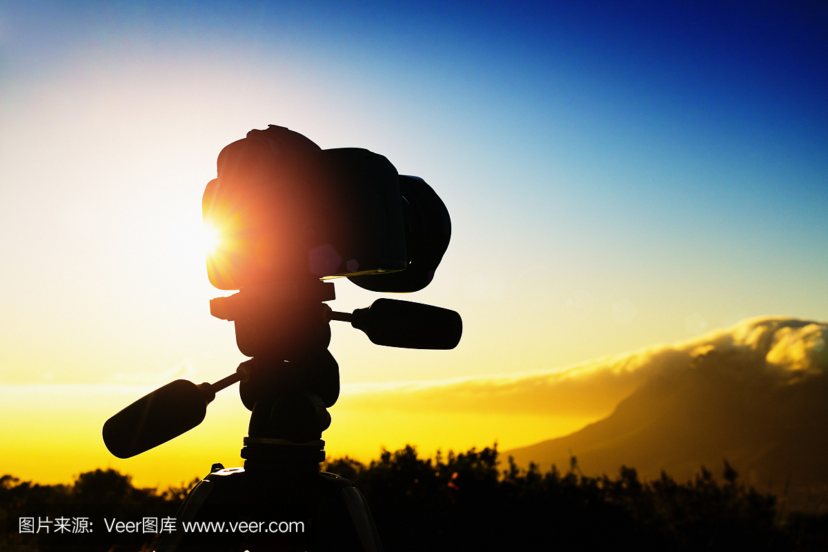 开普敦桌山的相机拍摄延时日出视频