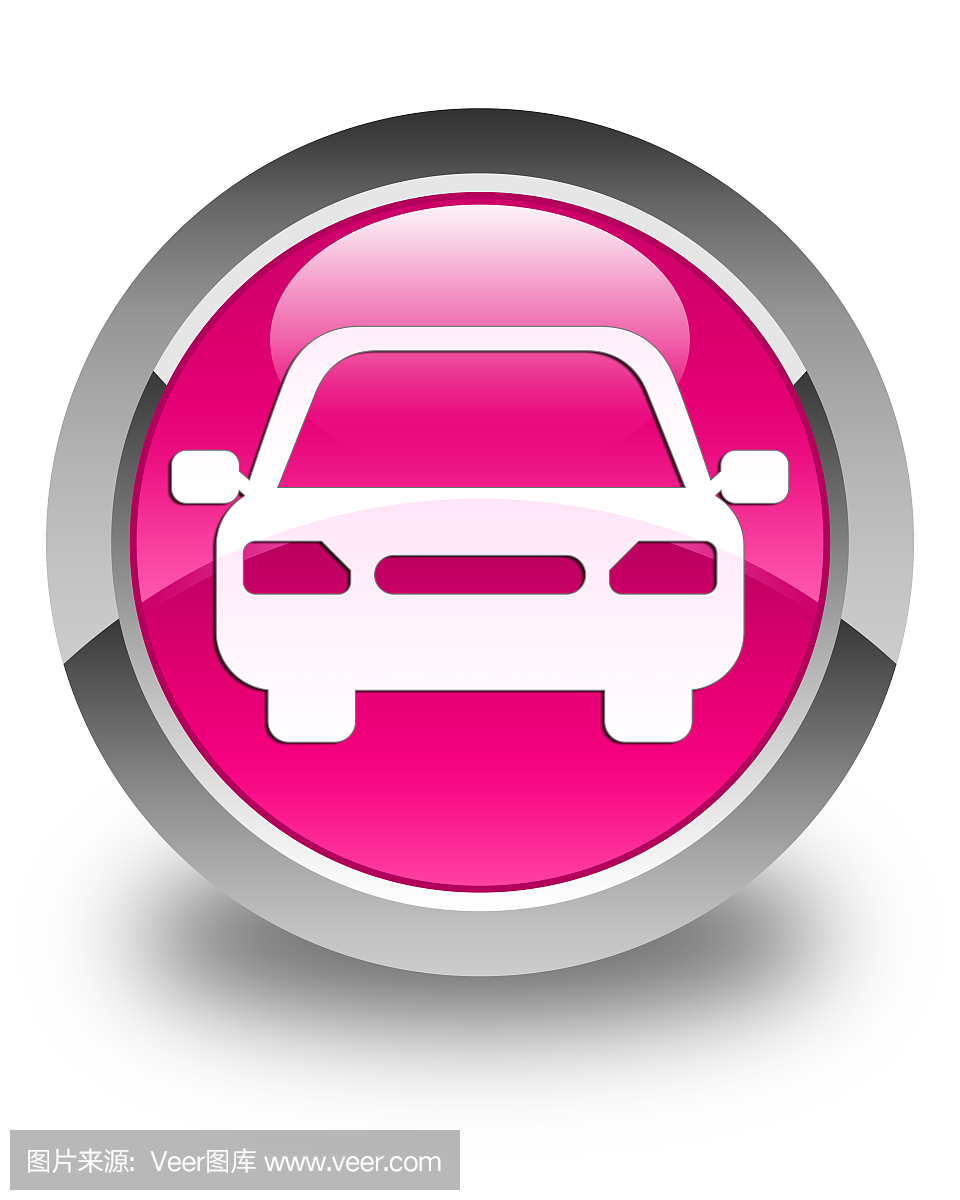 汽车图标光泽粉红色圆形按钮