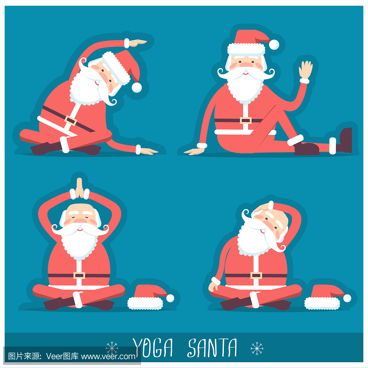 圣诞老人做瑜伽isolated.vector圣诞卡片图