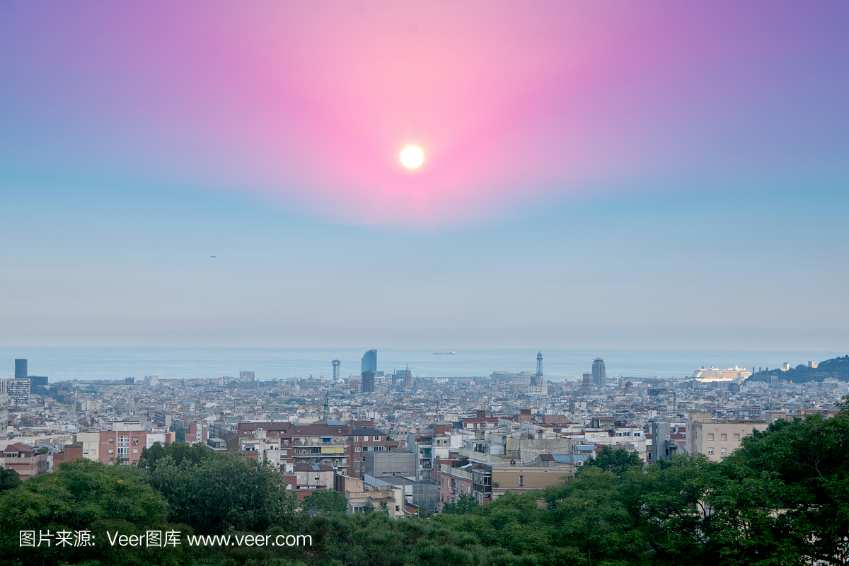 巴塞罗那,巴塞罗纳,水平画幅,地形