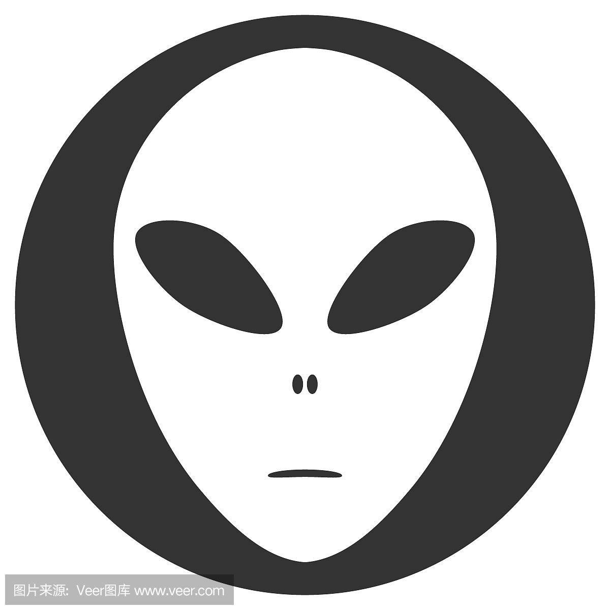 外星人面对表情符号。在圈子中的火星头部轮廓