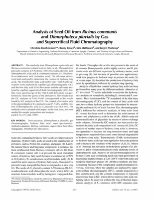 Analysis of seed oil from ricinus communis and Analysis of seed oil from ricinus communis and