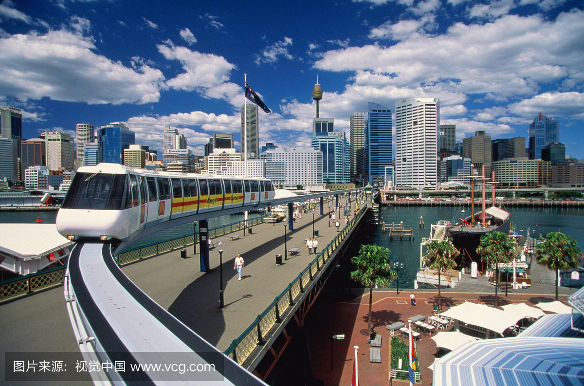 澳大利亚,悉尼,单轨和天际线从科克湾[1994]