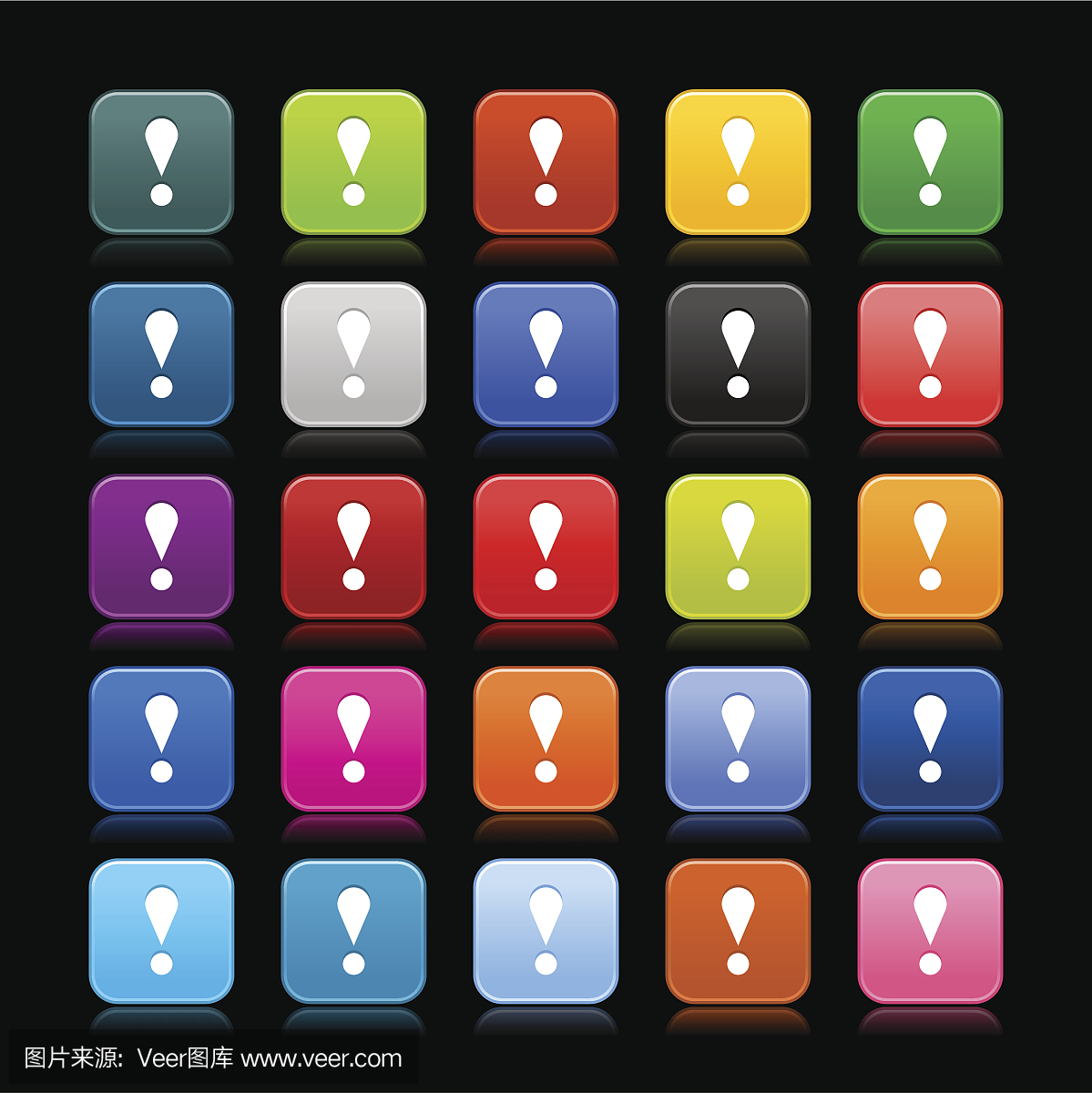 感叹号符号圆形方形图标网页按钮