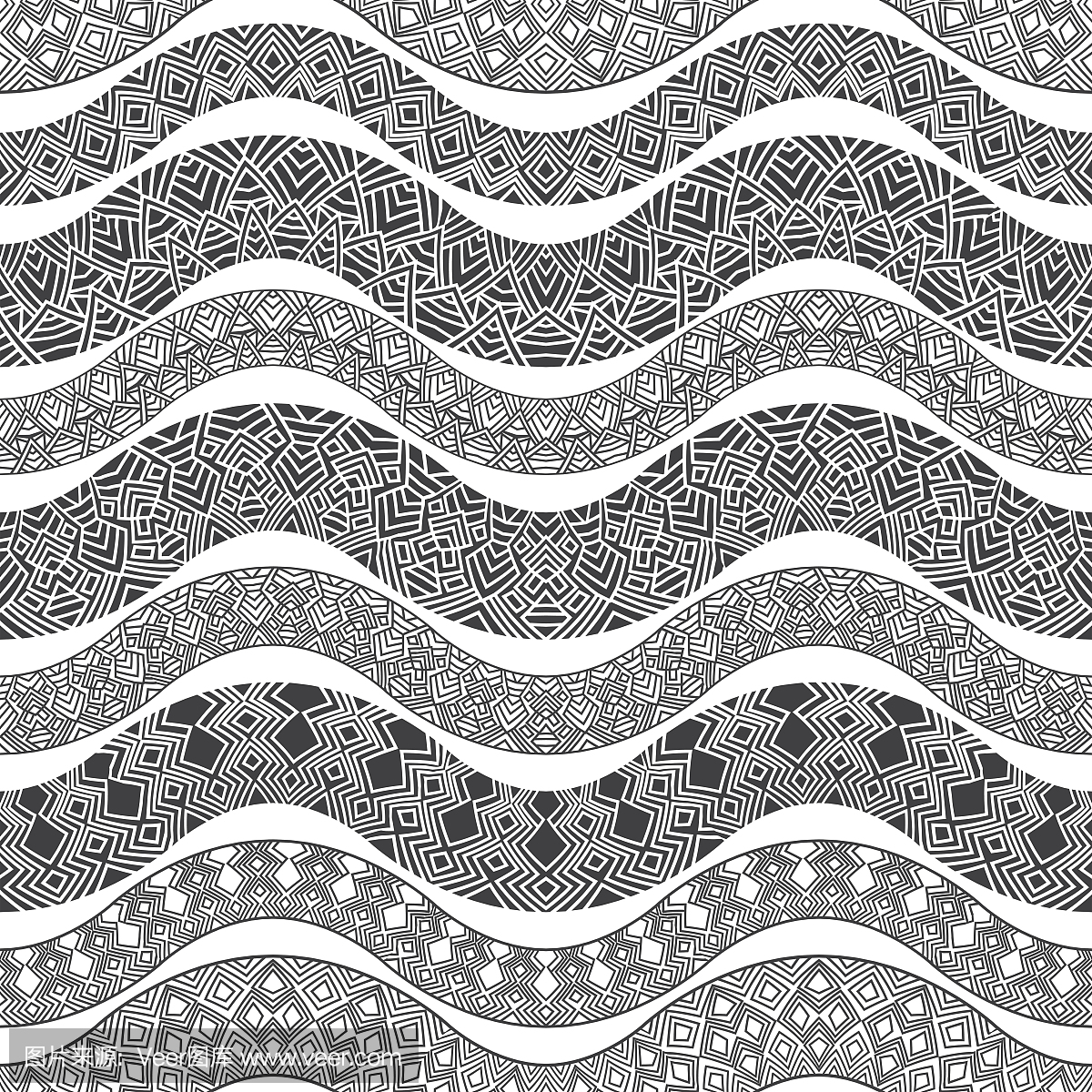 矢量抽象无缝之字形图案与程式化的蛇皮肤轮廓