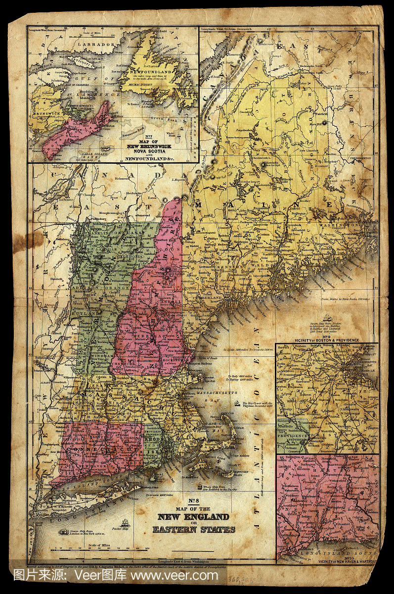 复古新英格兰地图