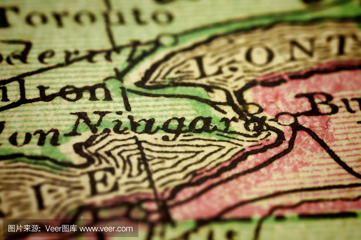 尼亚加拉在古色古香的地图上