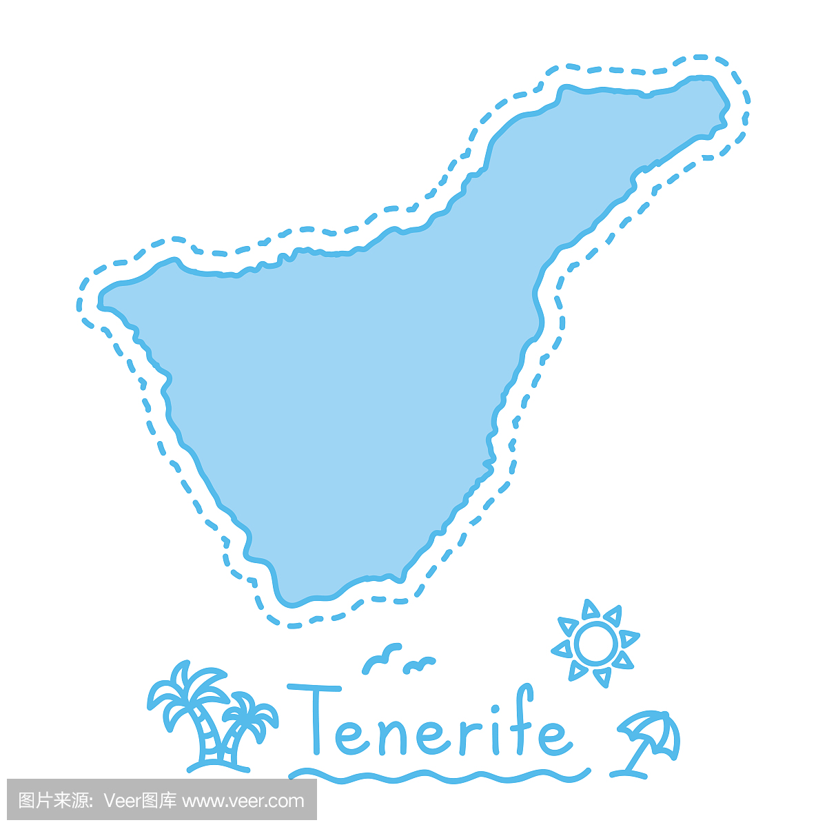 特内里费岛地图孤立的制图概念加那利群岛