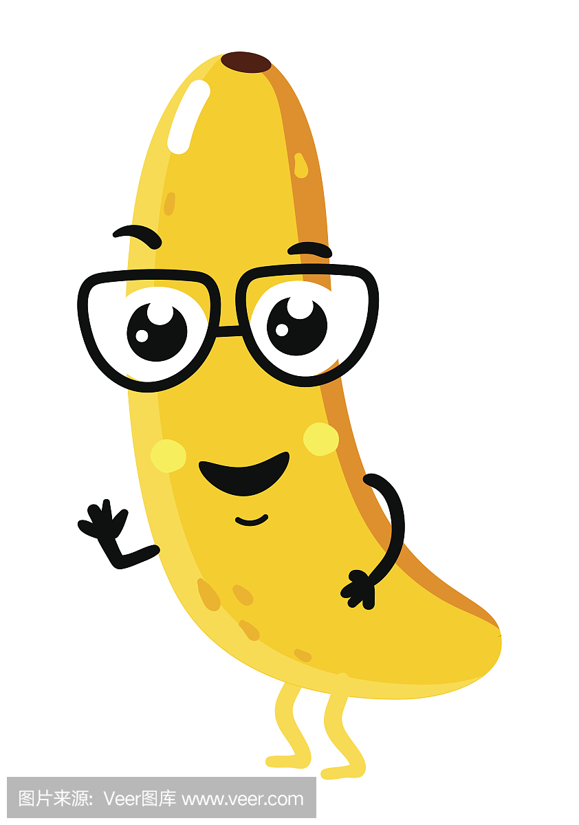 有趣的水果香蕉孤立卡通人物