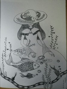 黑白线描装饰手绘