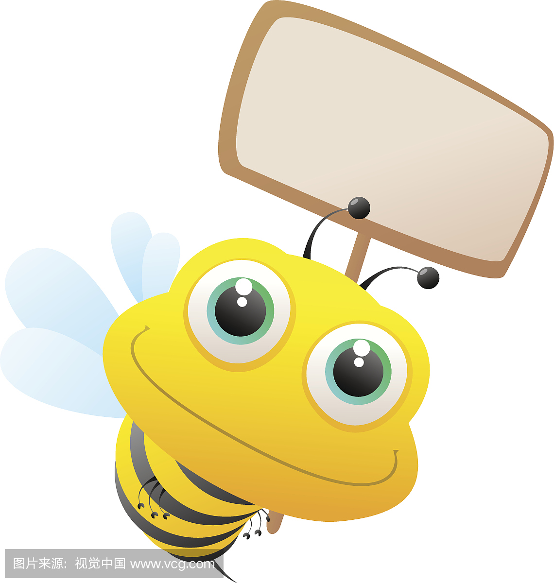 蜜蜂拿着一个空白的标志