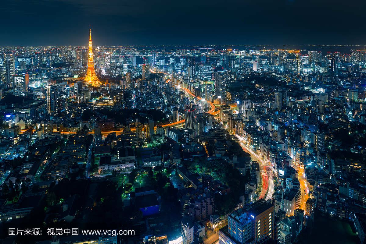 东京塔夜景都市交通灯小径