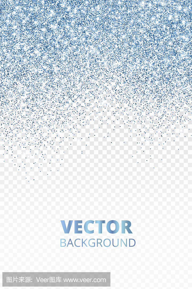 Falling glitter confetti. Blue vector dust, explosion isolated on transparent background. Sparkling glitter border, frame.