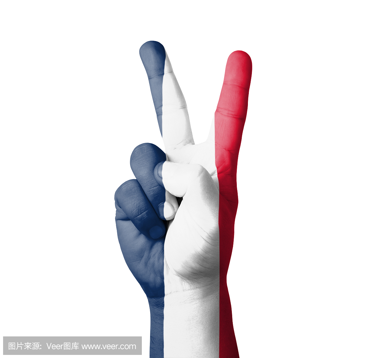 手制V标志,法国国旗画