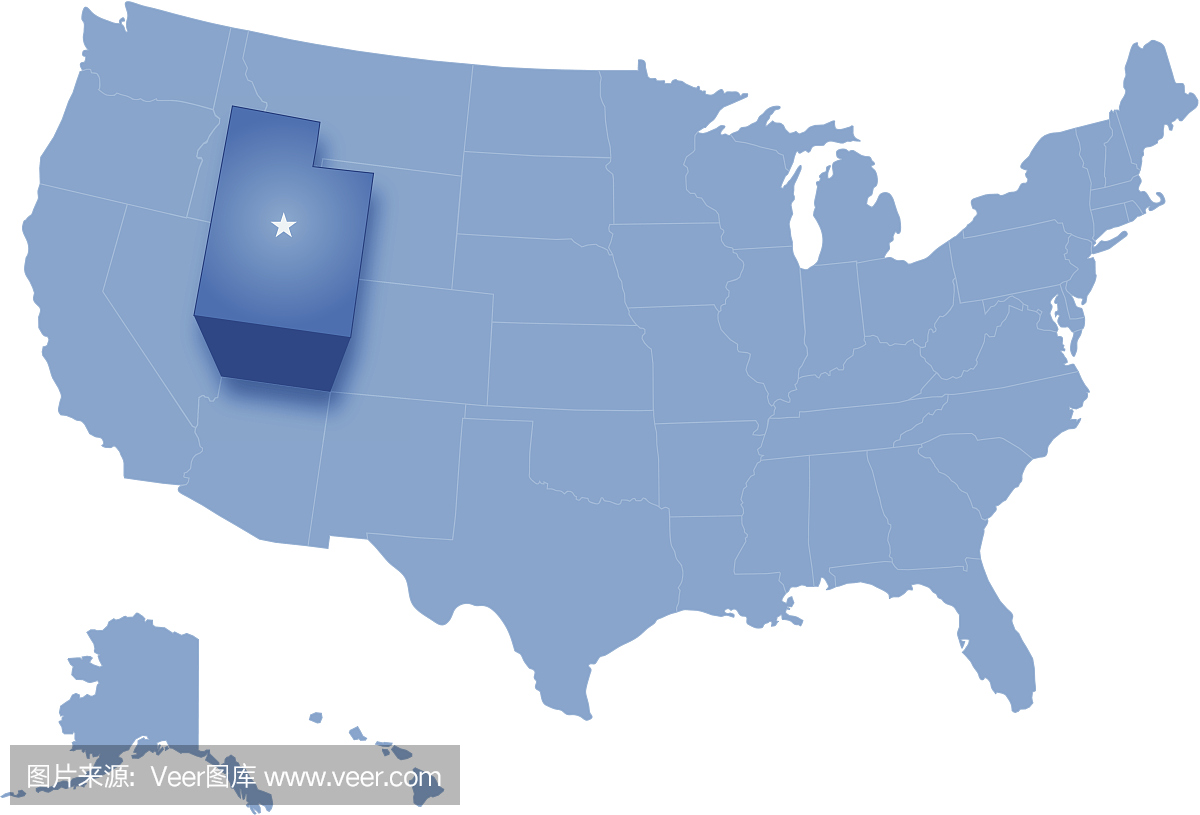 美国犹他州被拉出的地图