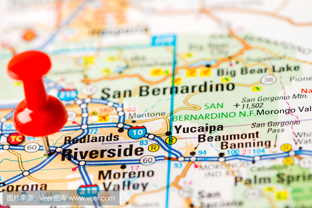 美国首都城市地图系列:河滨,加利福尼亚