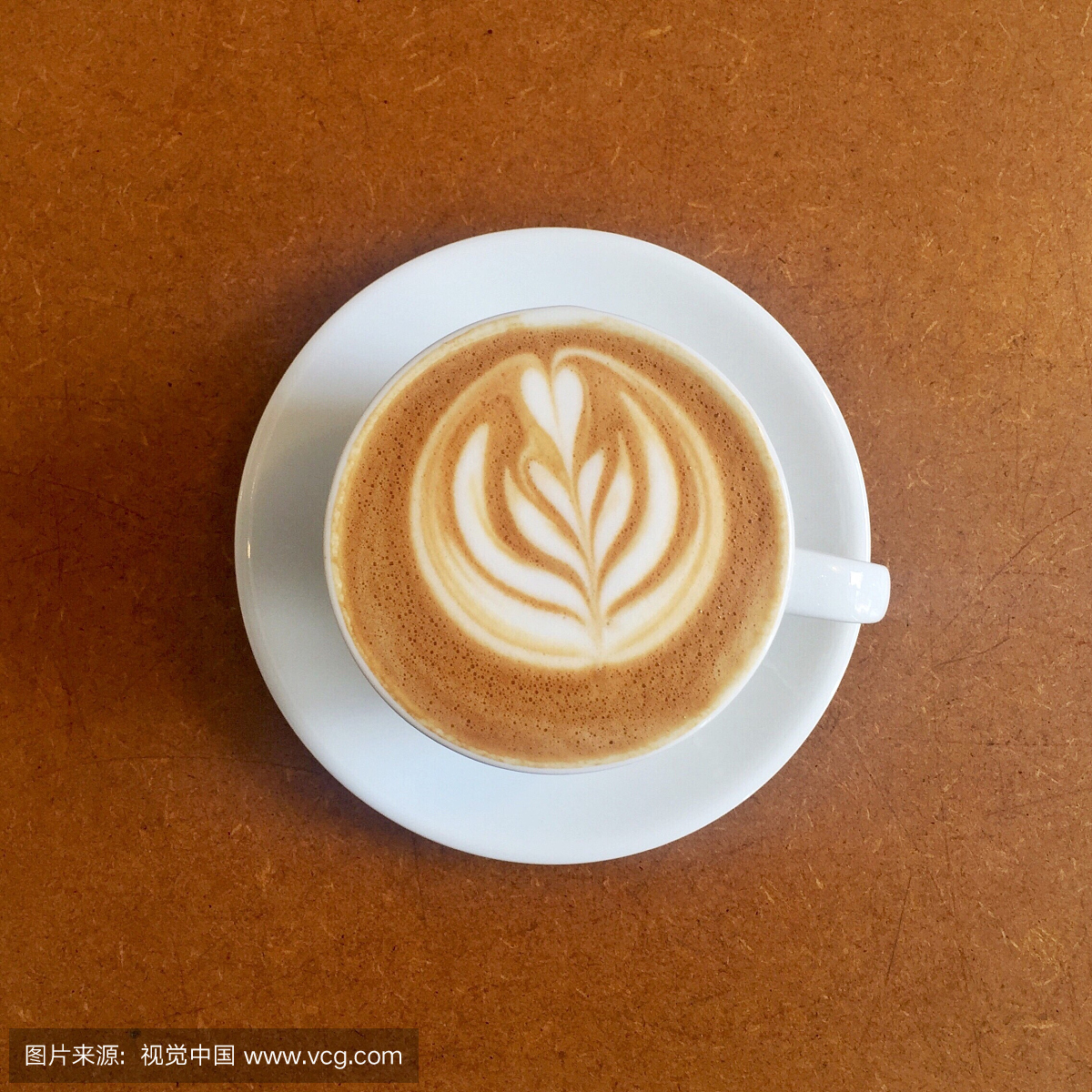 Directly Above Shot Of Cappuccino Latte Art O