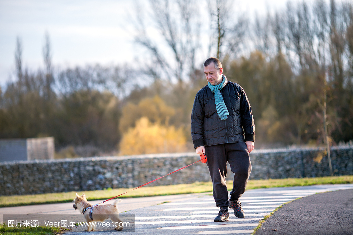人走着一只小狗凯恩梗