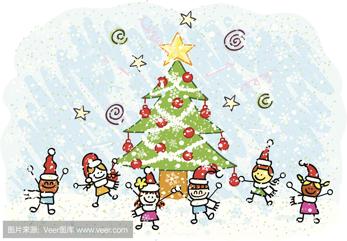 圣诞树和儿童漫画