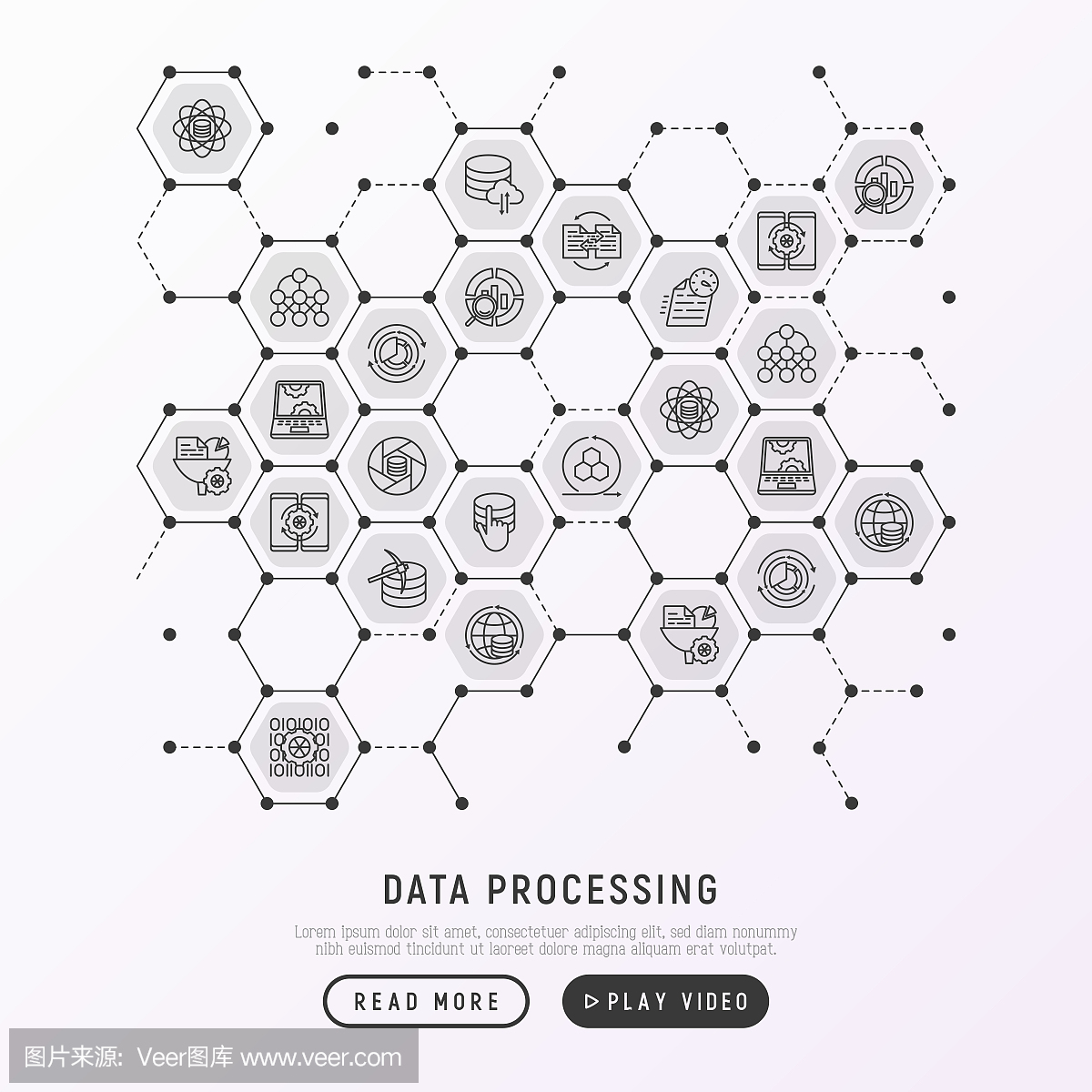 蜂窝中的数据处理概念包含数据科学,过滤,深度