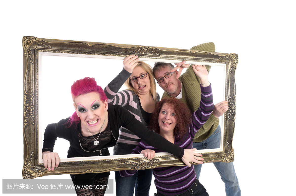 粉色头发,粉红头发,集体照,合照