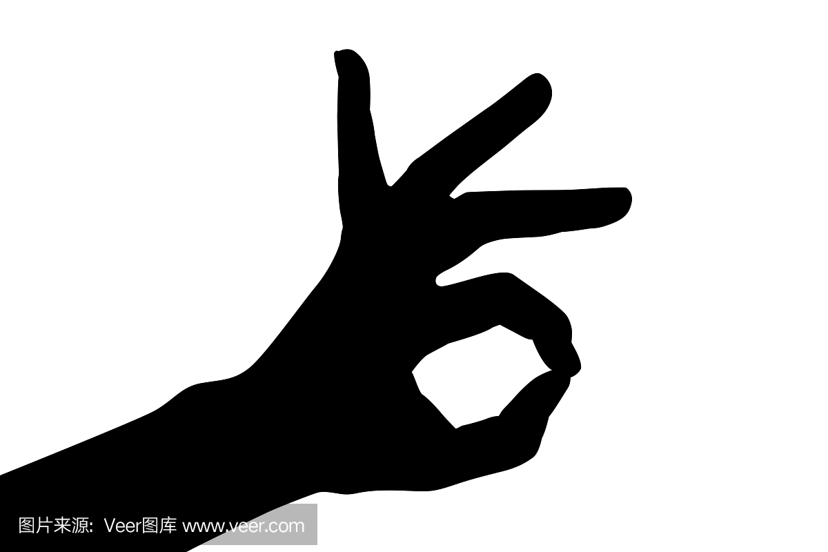 手指手势符号的黑色阴影隔离了概念手手势标志