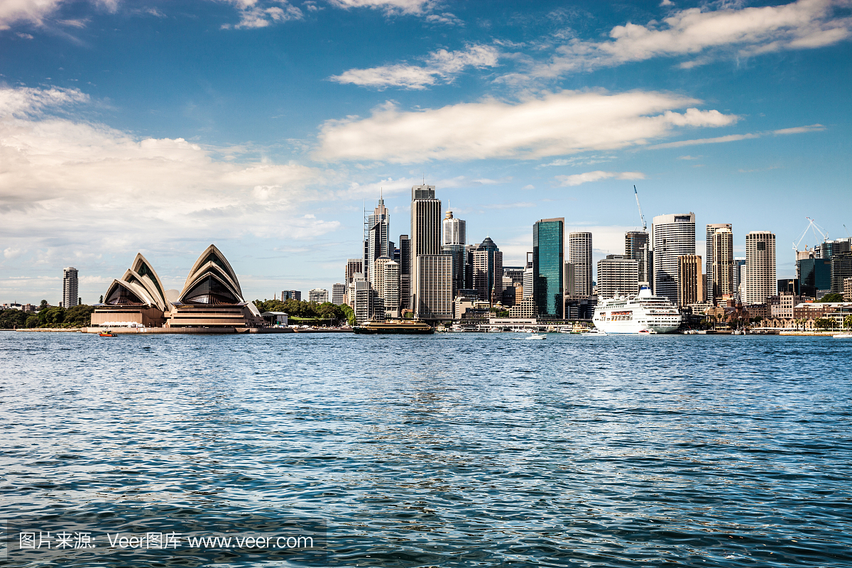 悉尼市区和港湾的城市景观