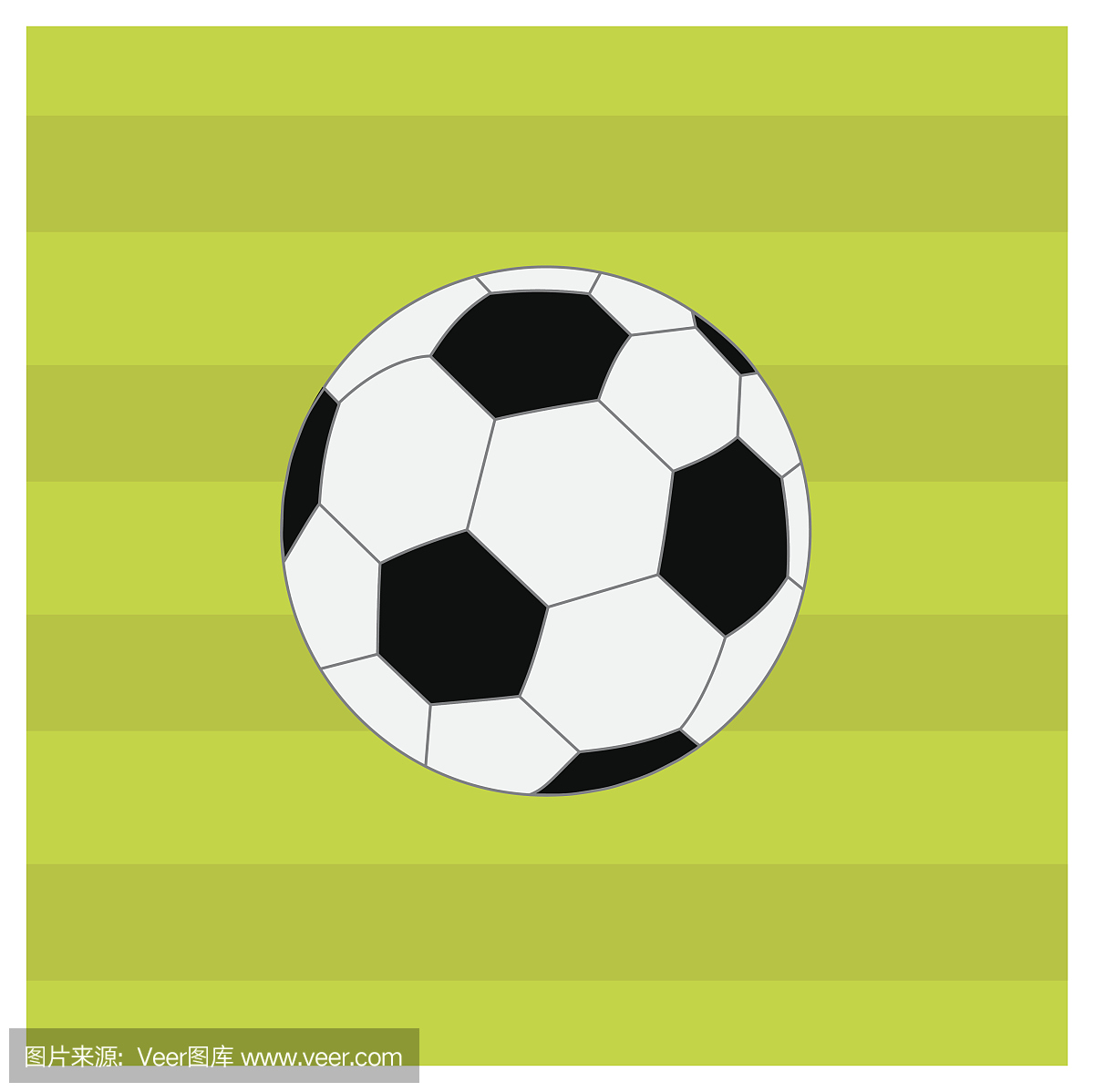 橄榄球足球在绿草地野外背景。平面设计