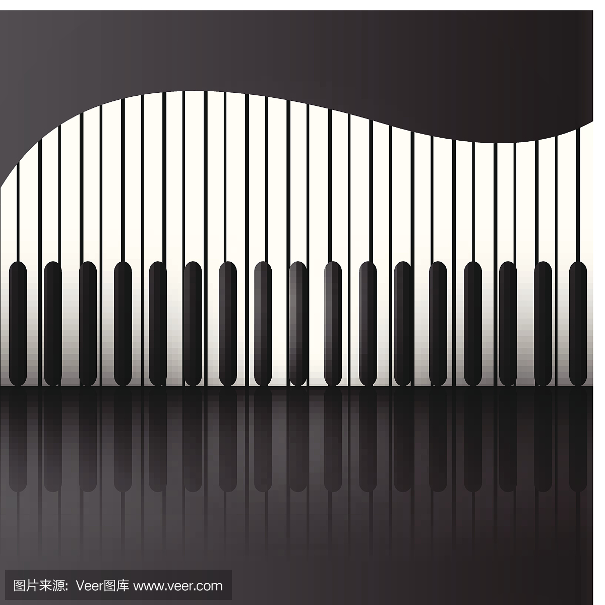 抽象背景与钢琴键反射矢量