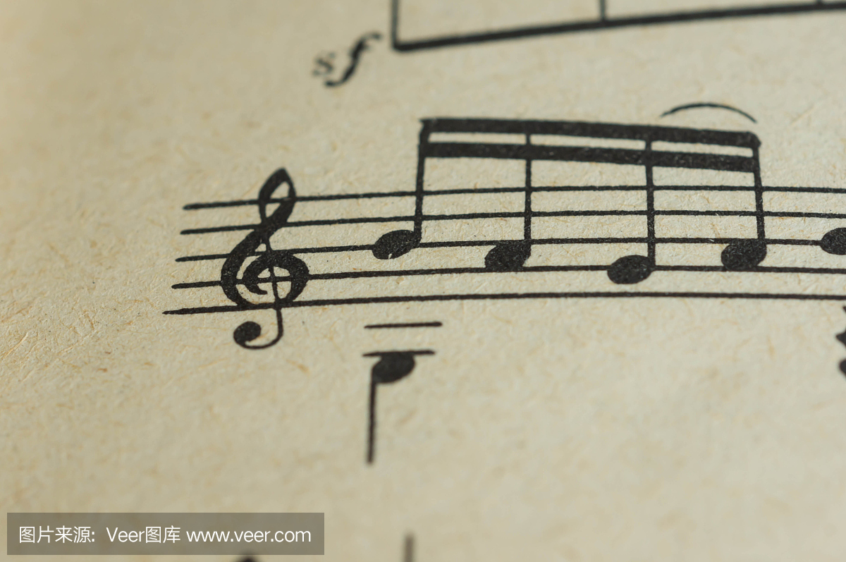 高音谱号和一些笔记在页面上关闭