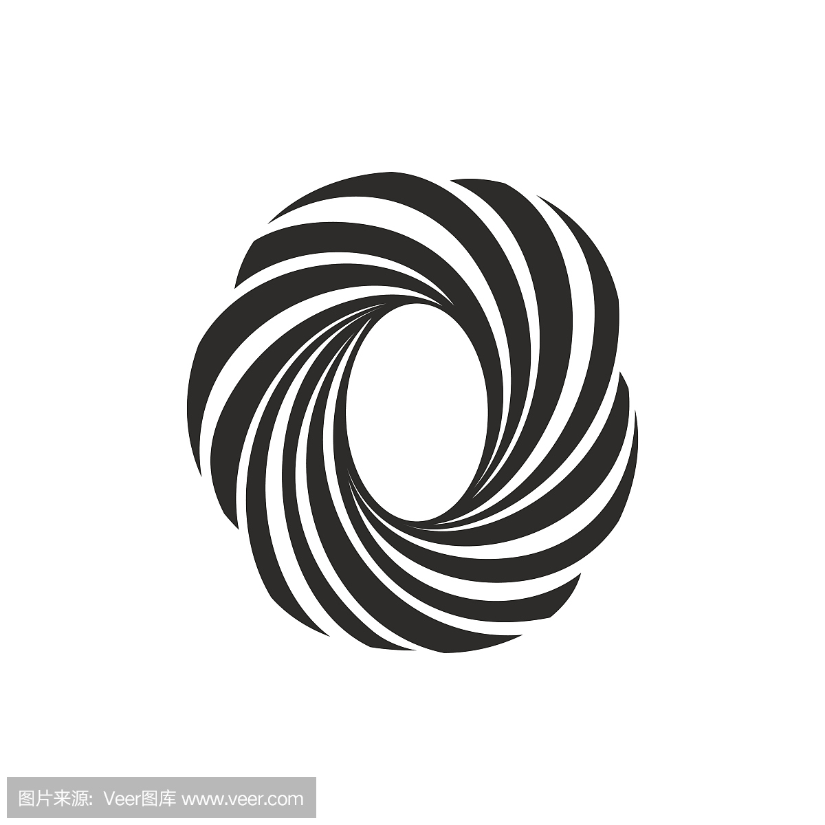由扭曲线形成的O字母图标。